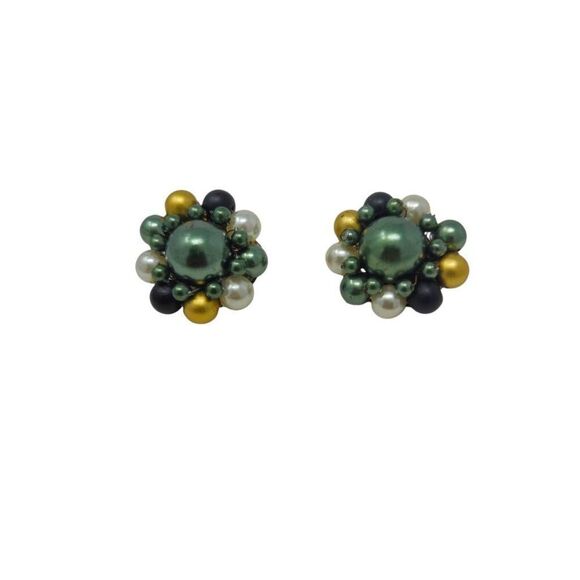 Multicolor Cluster Bead Clip-On Earrings - Picture 5 of 6